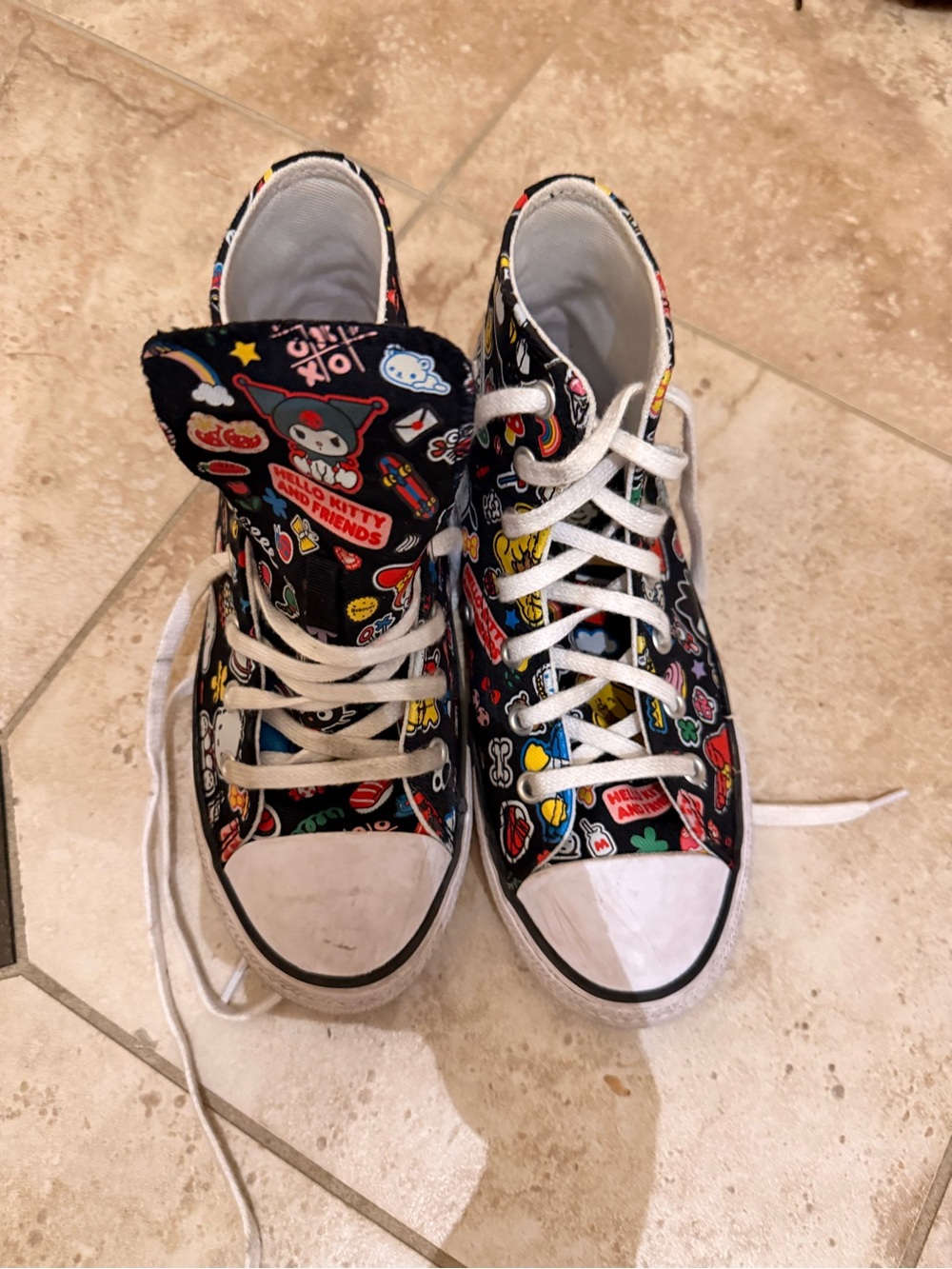 High-Top Converse Sneakers with Hello Kitty and Friends Print